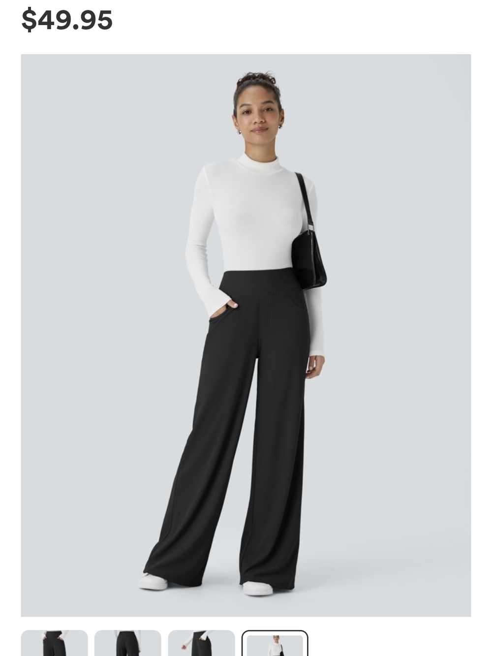 High-Waist Wide-Leg Tummy Control Microwaffle Pants — Black - NWOT